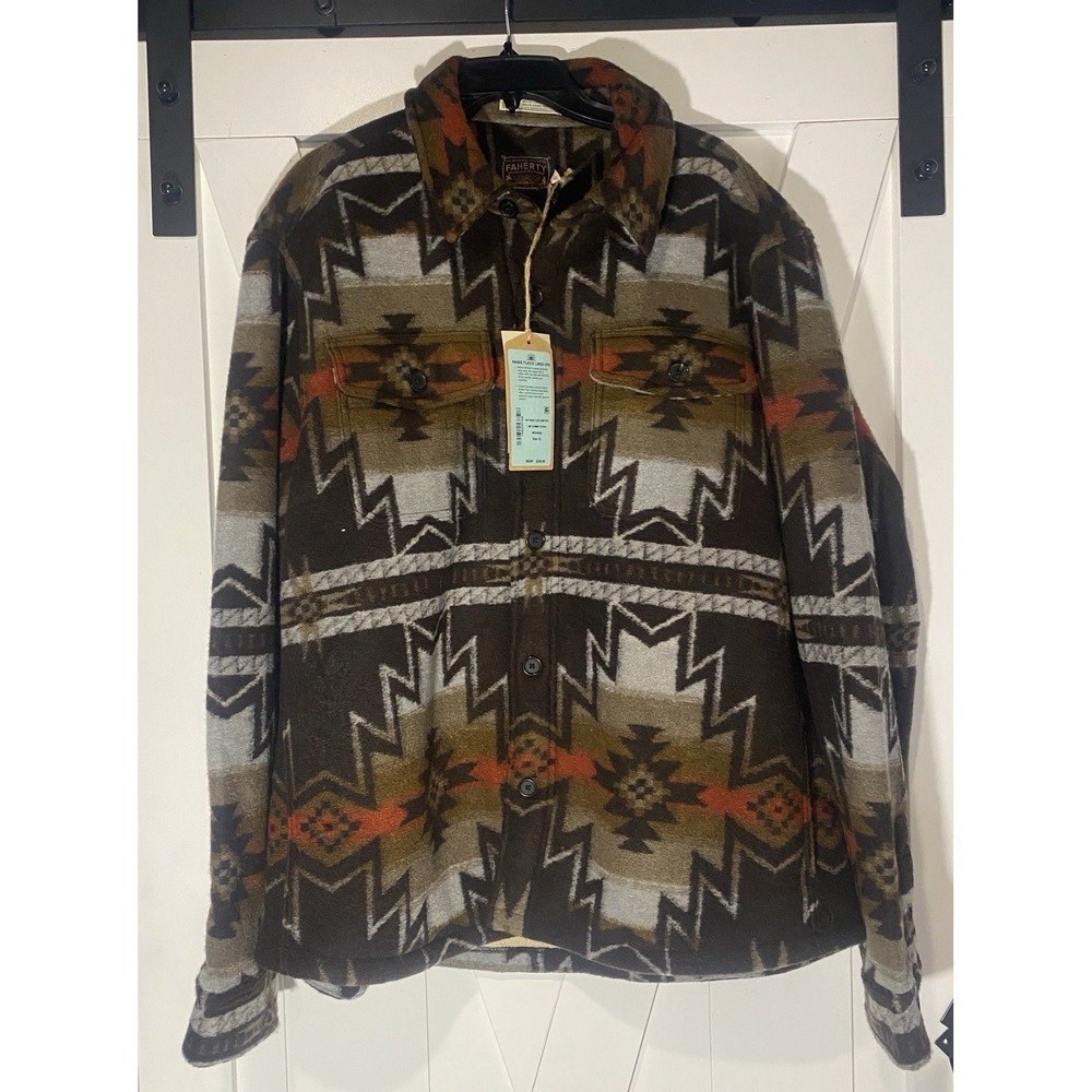 Faherty Doug Good Feather Range Aztec Fleece Lined CPO Jacket | XL | NWT $328